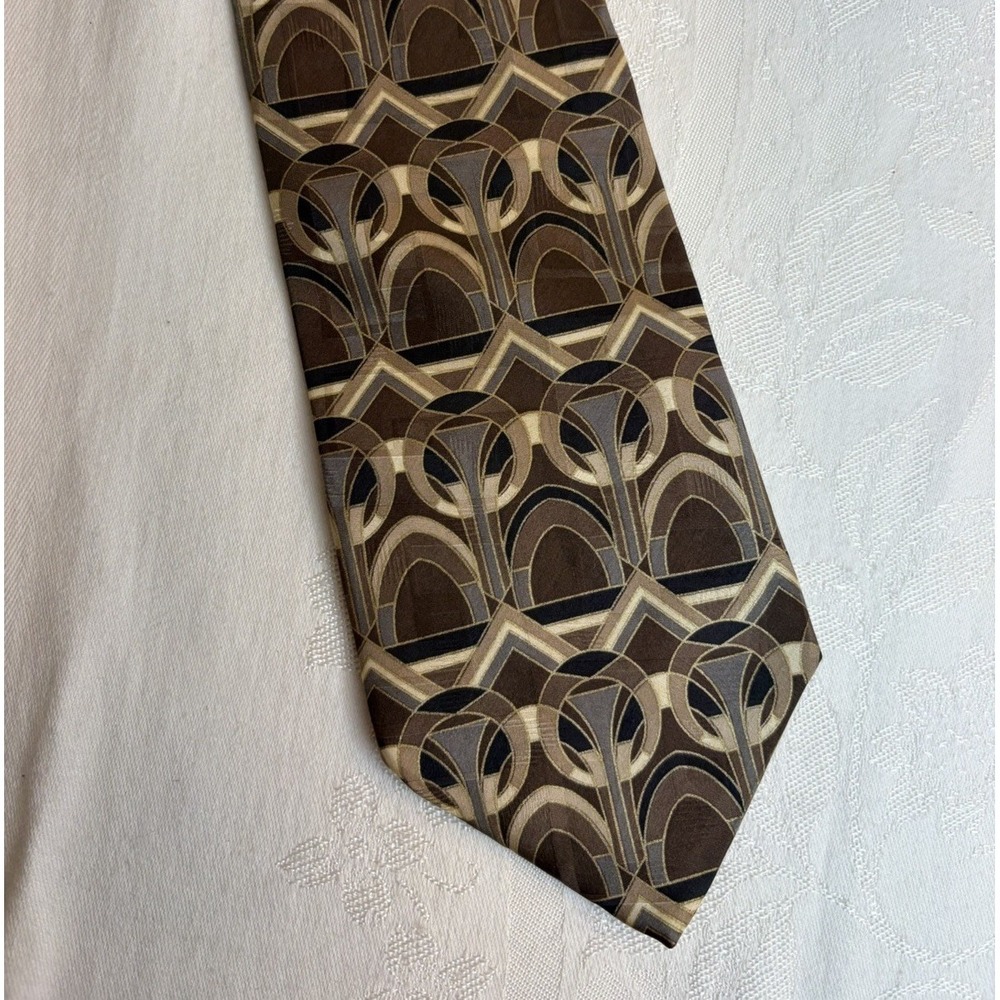 ZYLOS GEORGE MACHADO Mens Tie Art Deco Geometric 100% Italian Silk Vintage